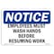 Signmission OSHA Notice Sign, Employees Wash Hands Before Work, 14in X 10in Aluminum, 10" W, 14" L, Landscape OS-NS-A-1014-L-12014 - alternate 1